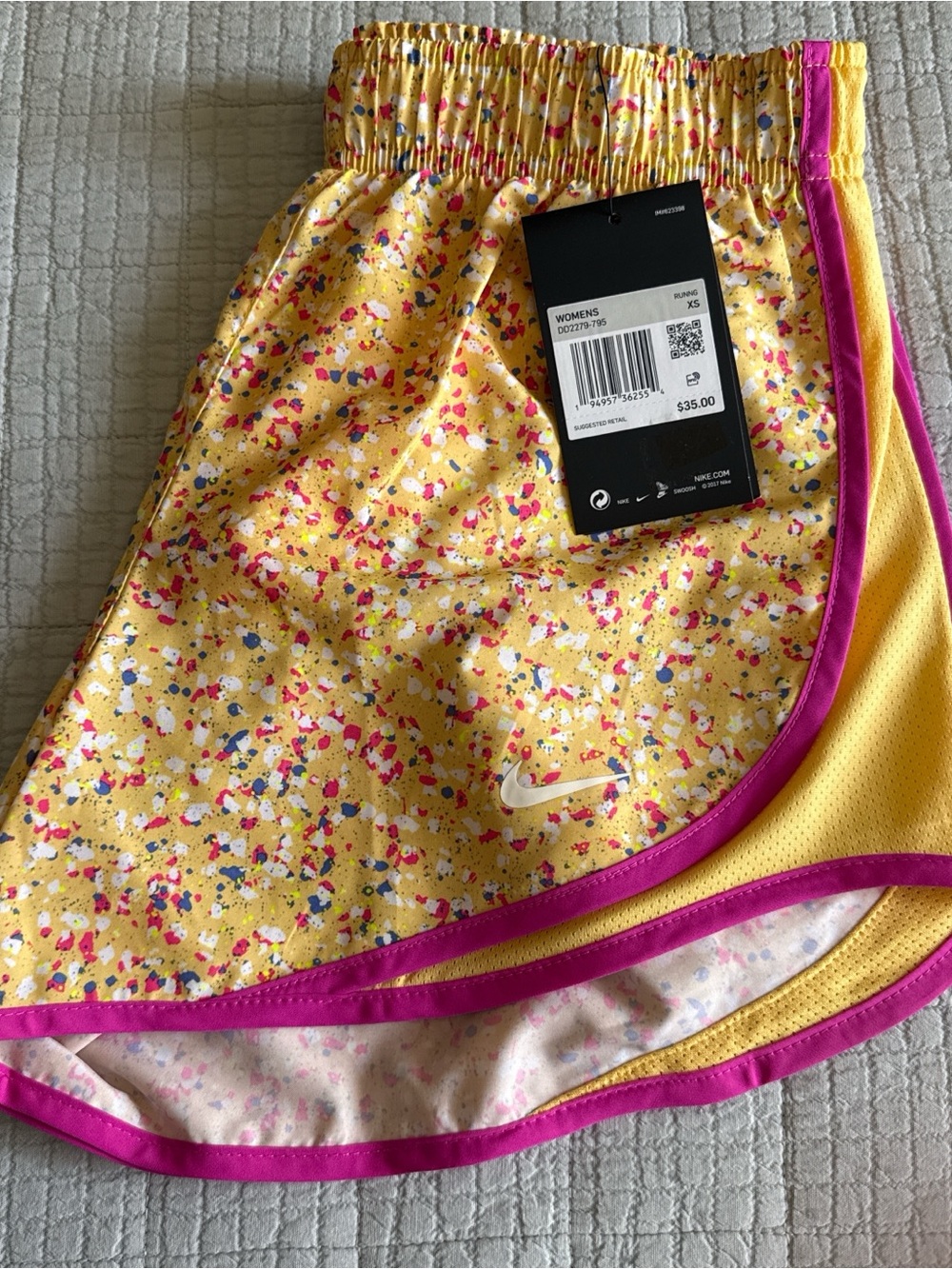 Nike Yellow Confetti Athletic Skort with Pink Trim